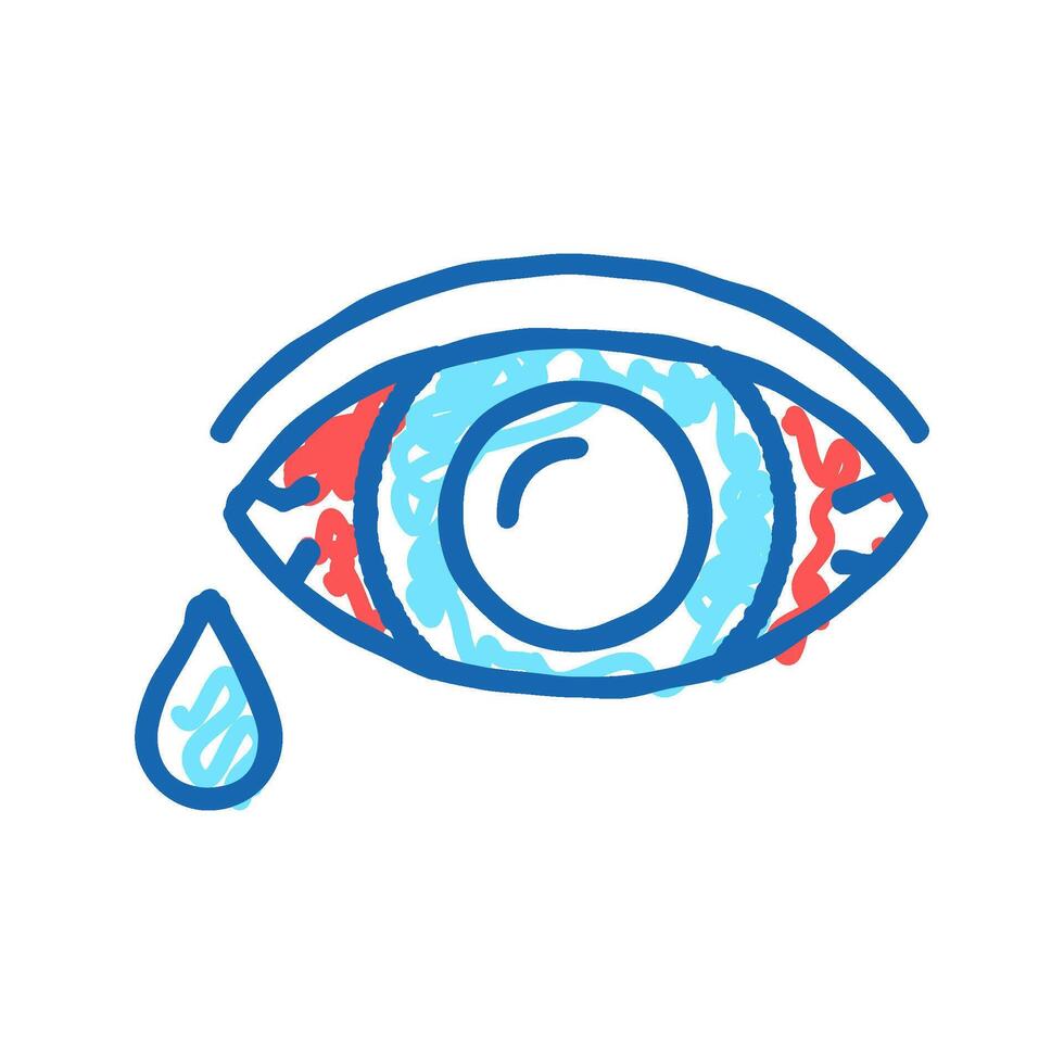 eye flowing tears icon doodle illustration vector