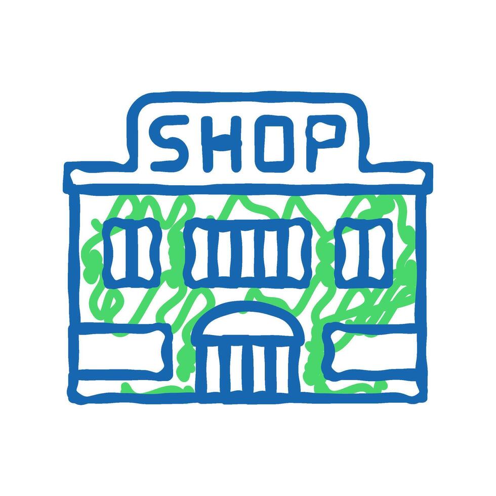 shop store building icon doodle illustration vector