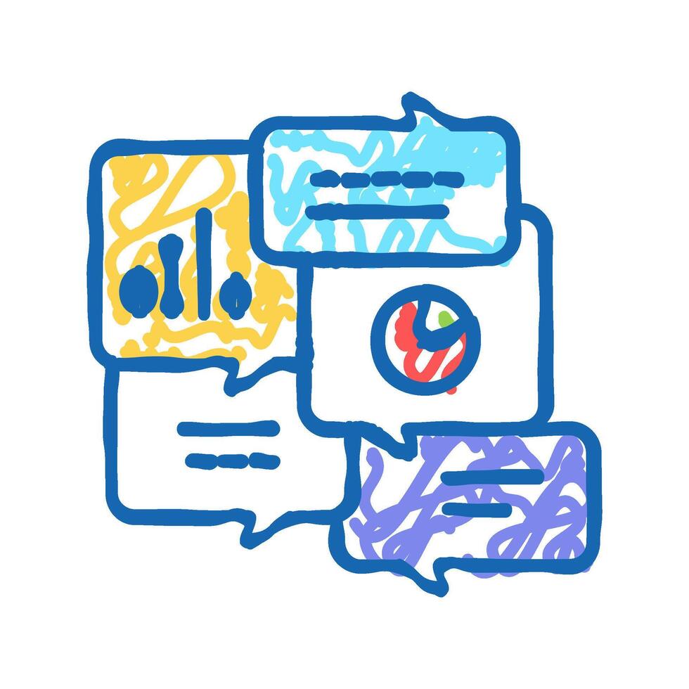 office tasks discussing icon doodle illustration vector
