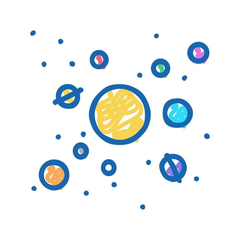 solar system planets icon doodle illustration vector