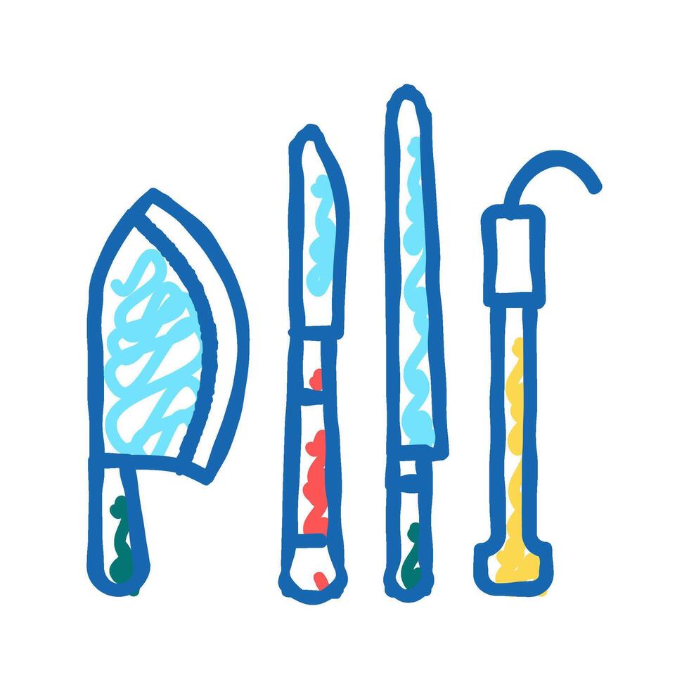 knives kitchen utensil icon doodle illustration vector