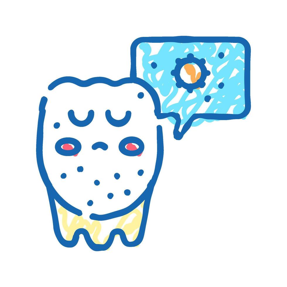unhealthy tooth icon doodle illustration vector