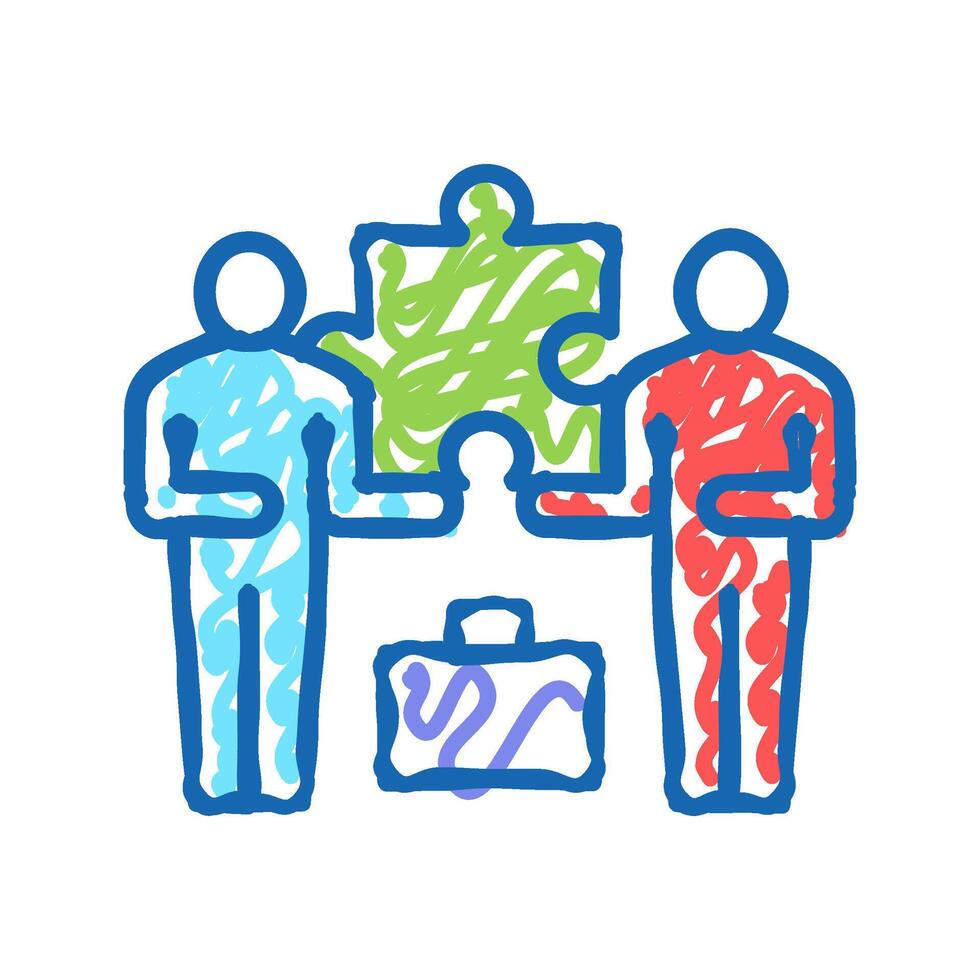 colleagues company puzzle icon doodle illustration vector