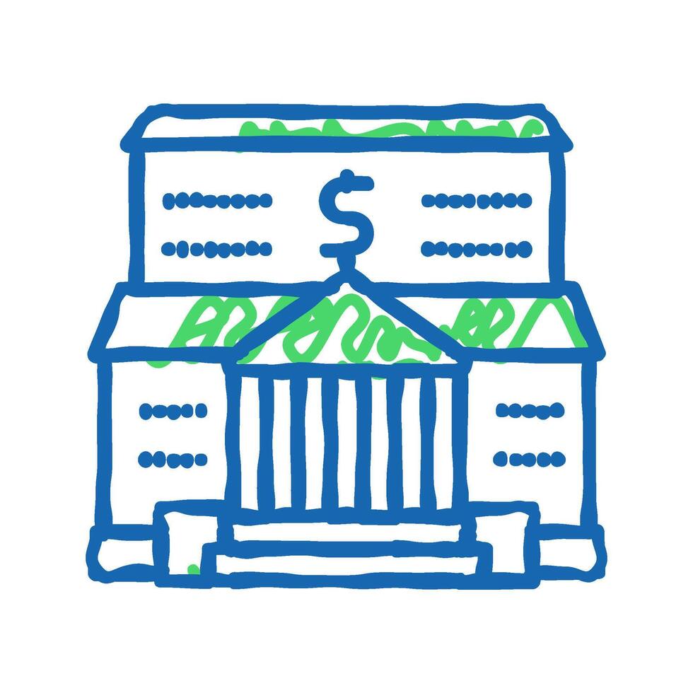 bank financial building icon doodle illustration vector
