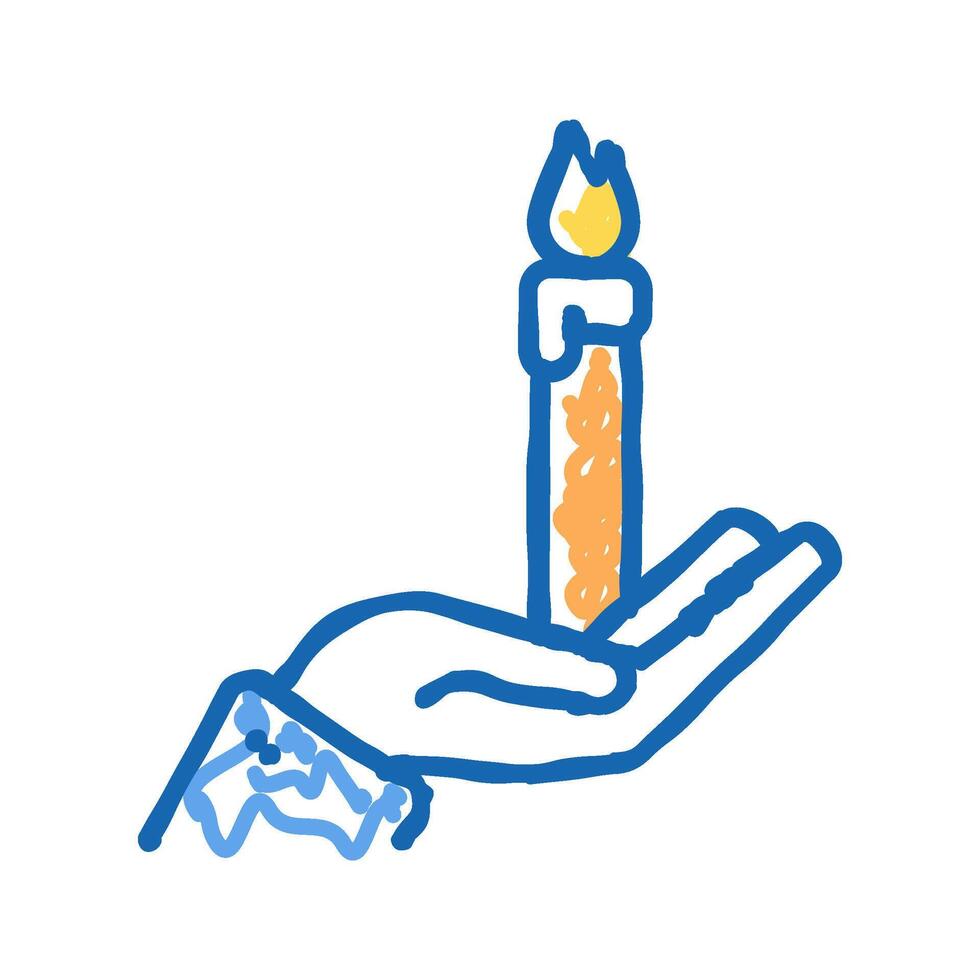 hand holding burning candle color icon isolated illustration vector