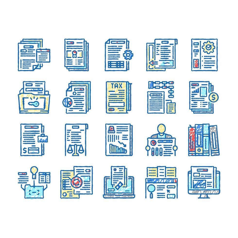 Business Finance Audit set Icons hand drawn vector