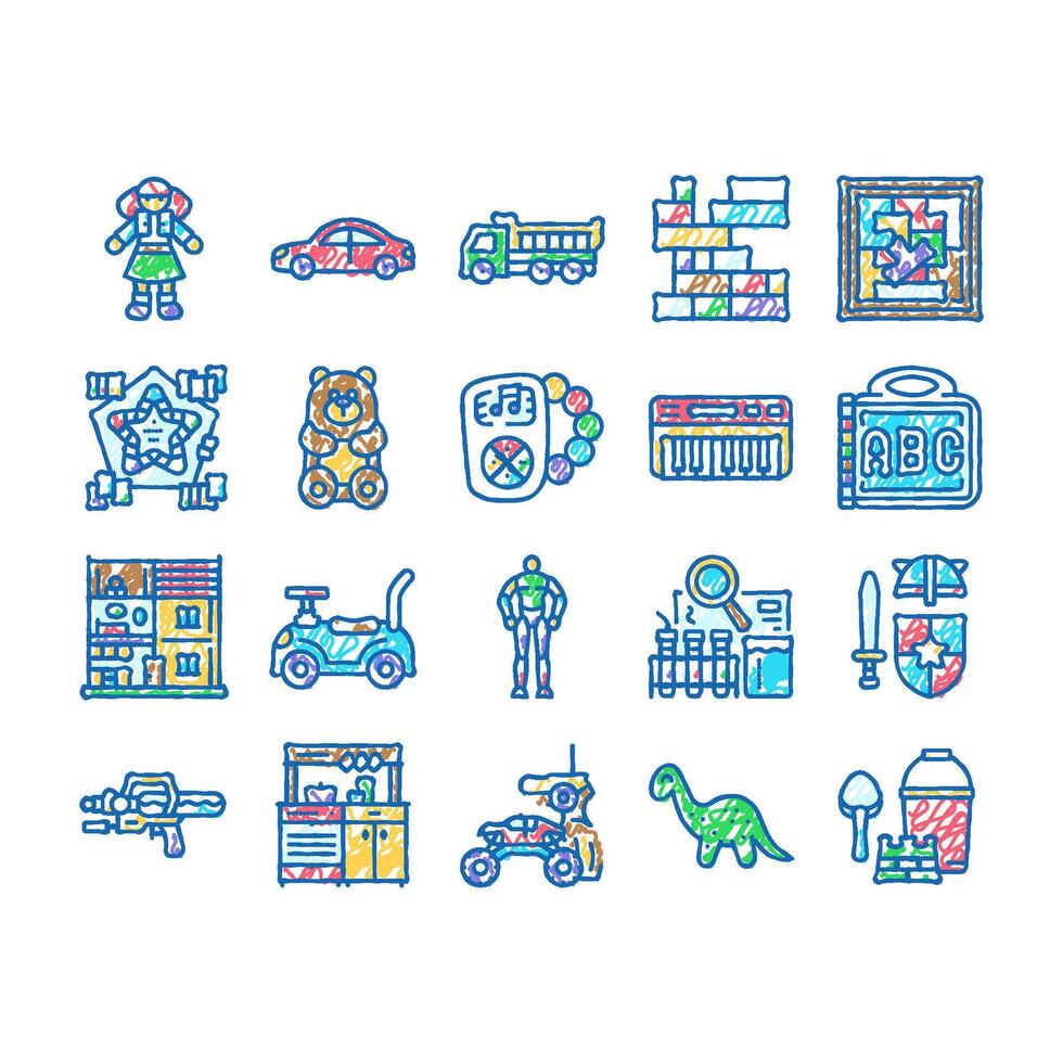 toy baby child game play icons hand drawn vector