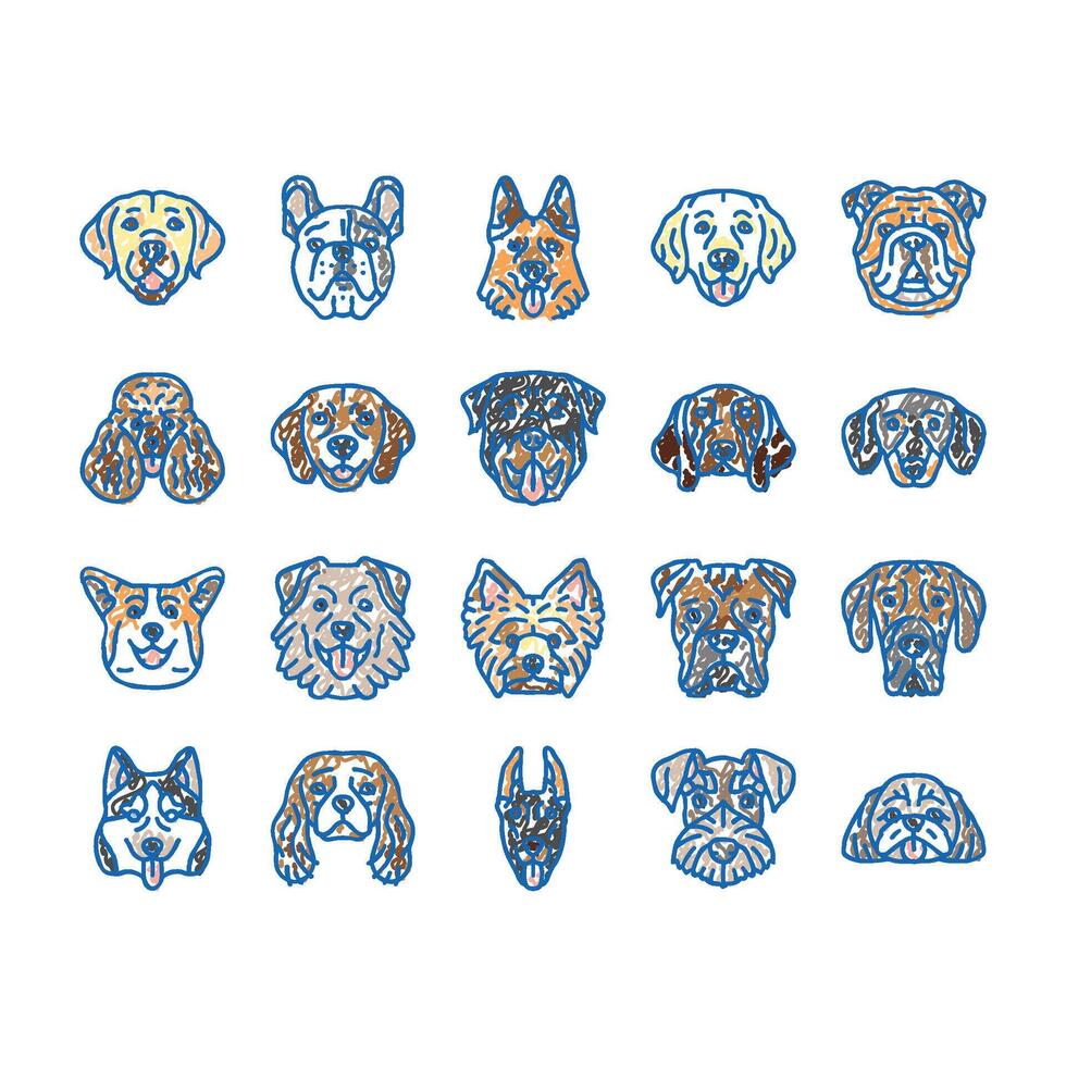 dog puppy pet animal cute icons hand drawn vector