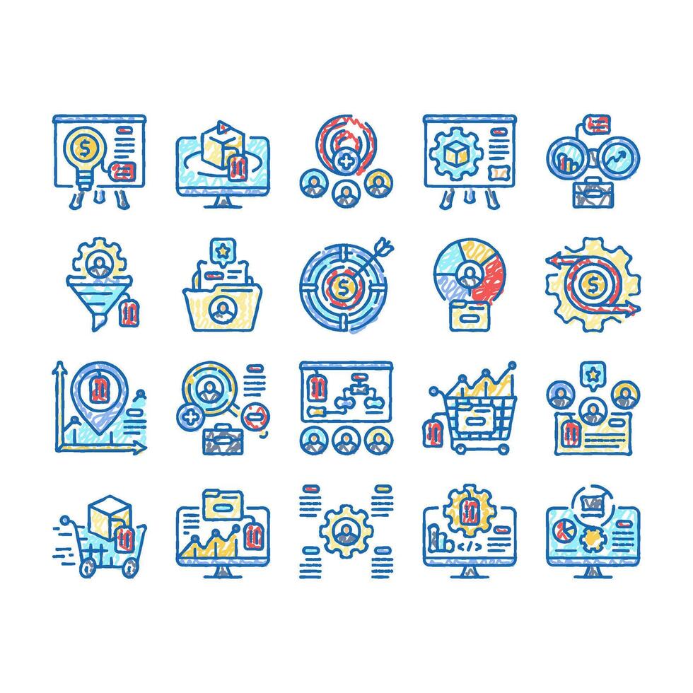 technical sales engineer service icons hand drawn vector