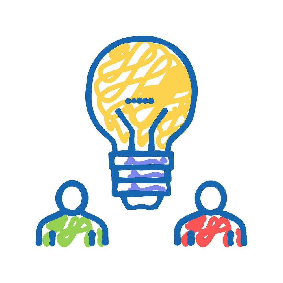 colleagues idea icon doodle illustration vector