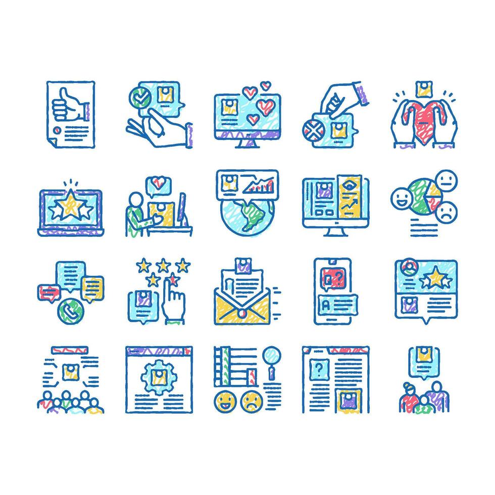 Reviews Of Customer set Icons hand drawn vector