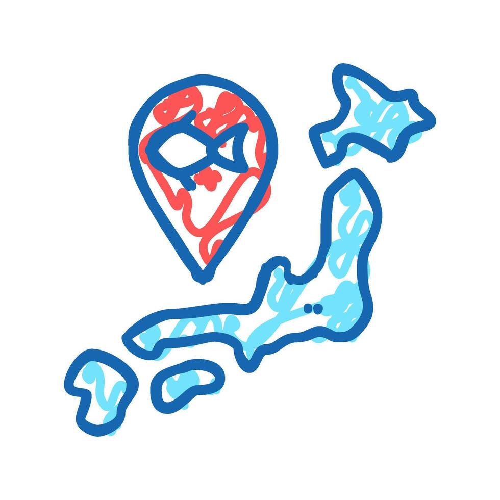 island tuna gps market icon doodle illustration vector