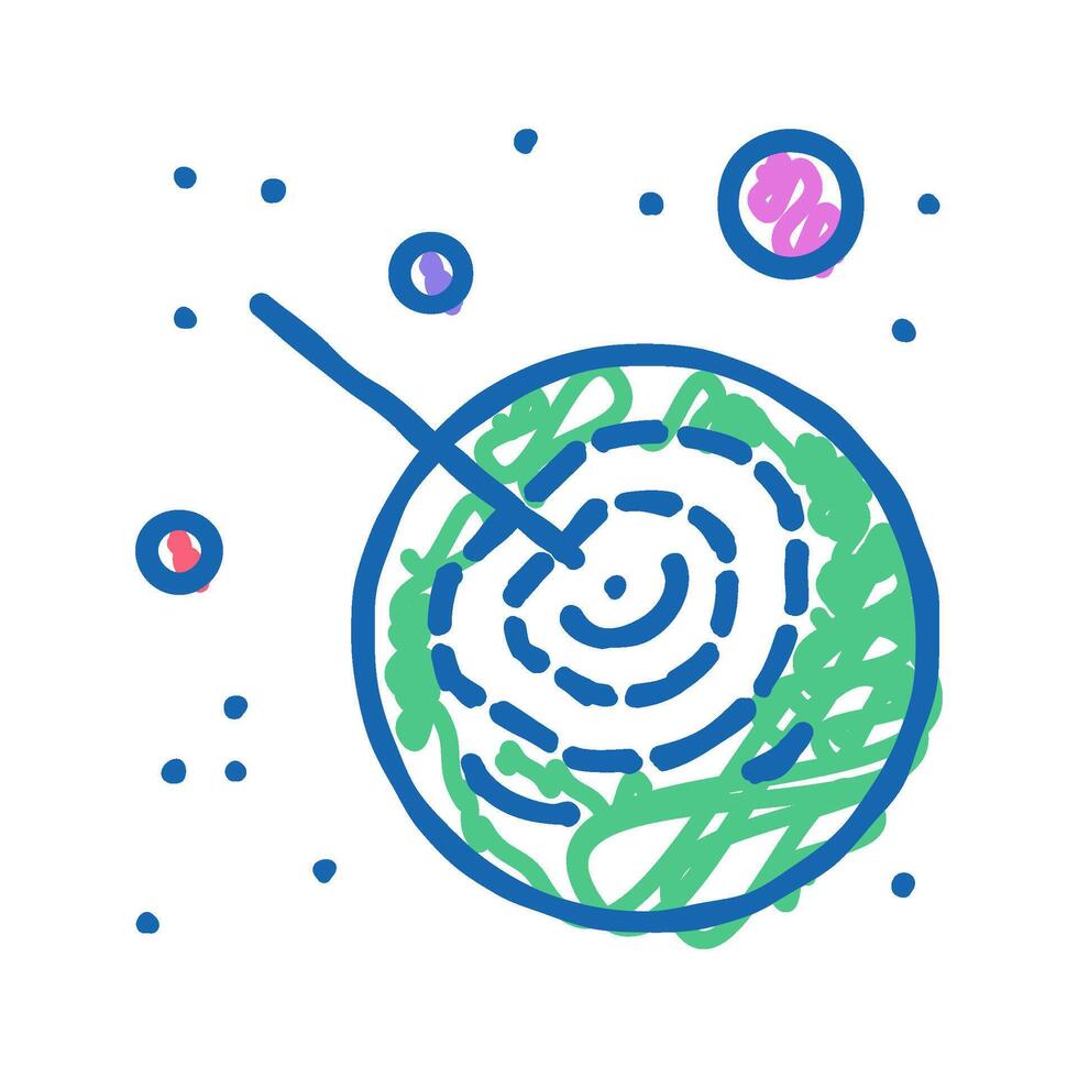 asteroid falling on planet icon doodle illustration vector