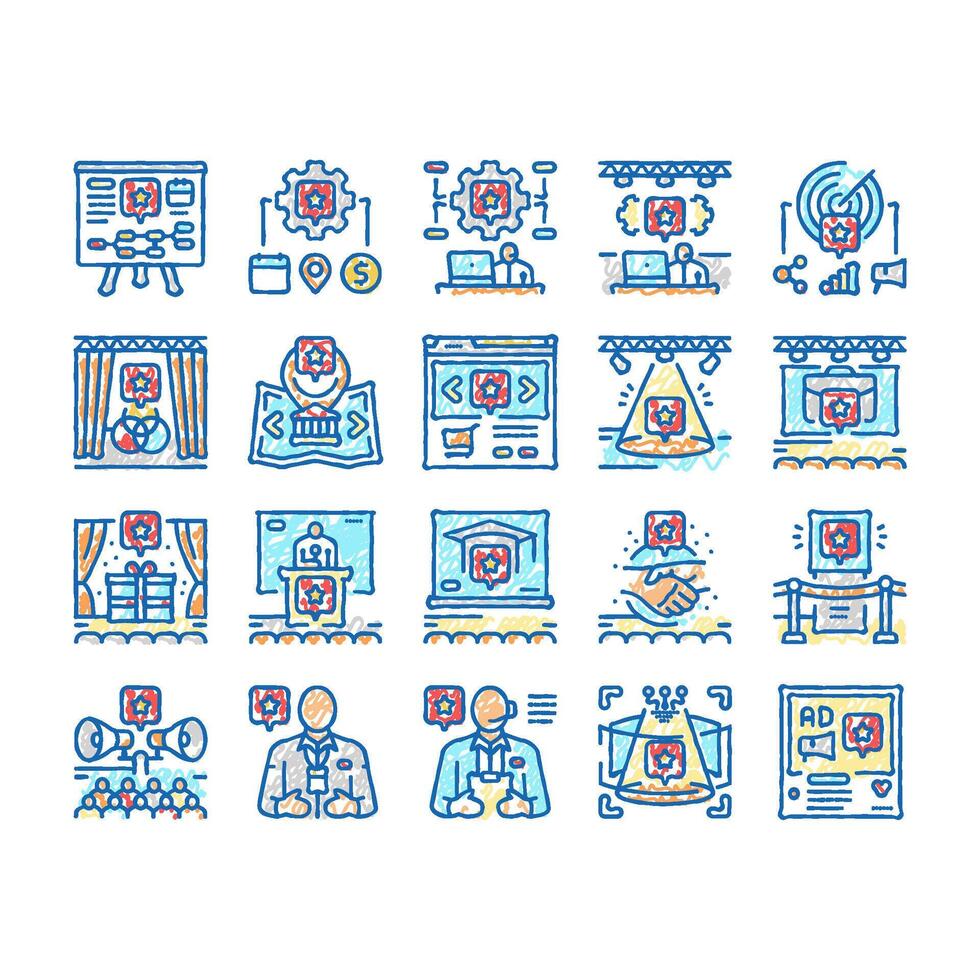 event agency party business icons hand drawn vector