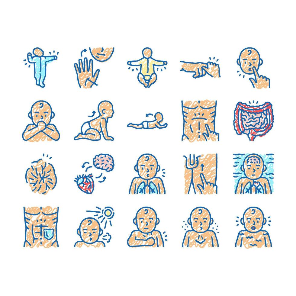 Reflex Of Human Neurology System Icons hand drawn vector