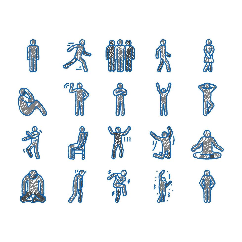 stickman man people silhouette icons hand drawn vector