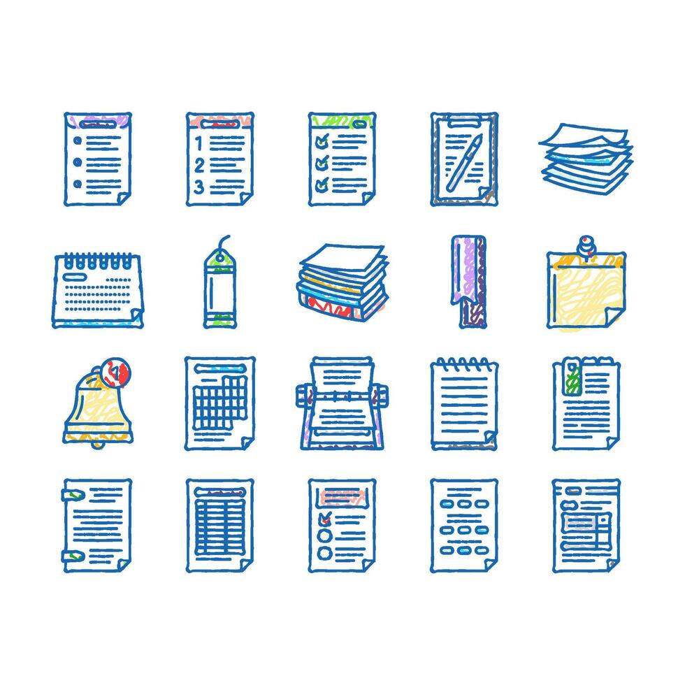 list check document tick icons hand drawn vector