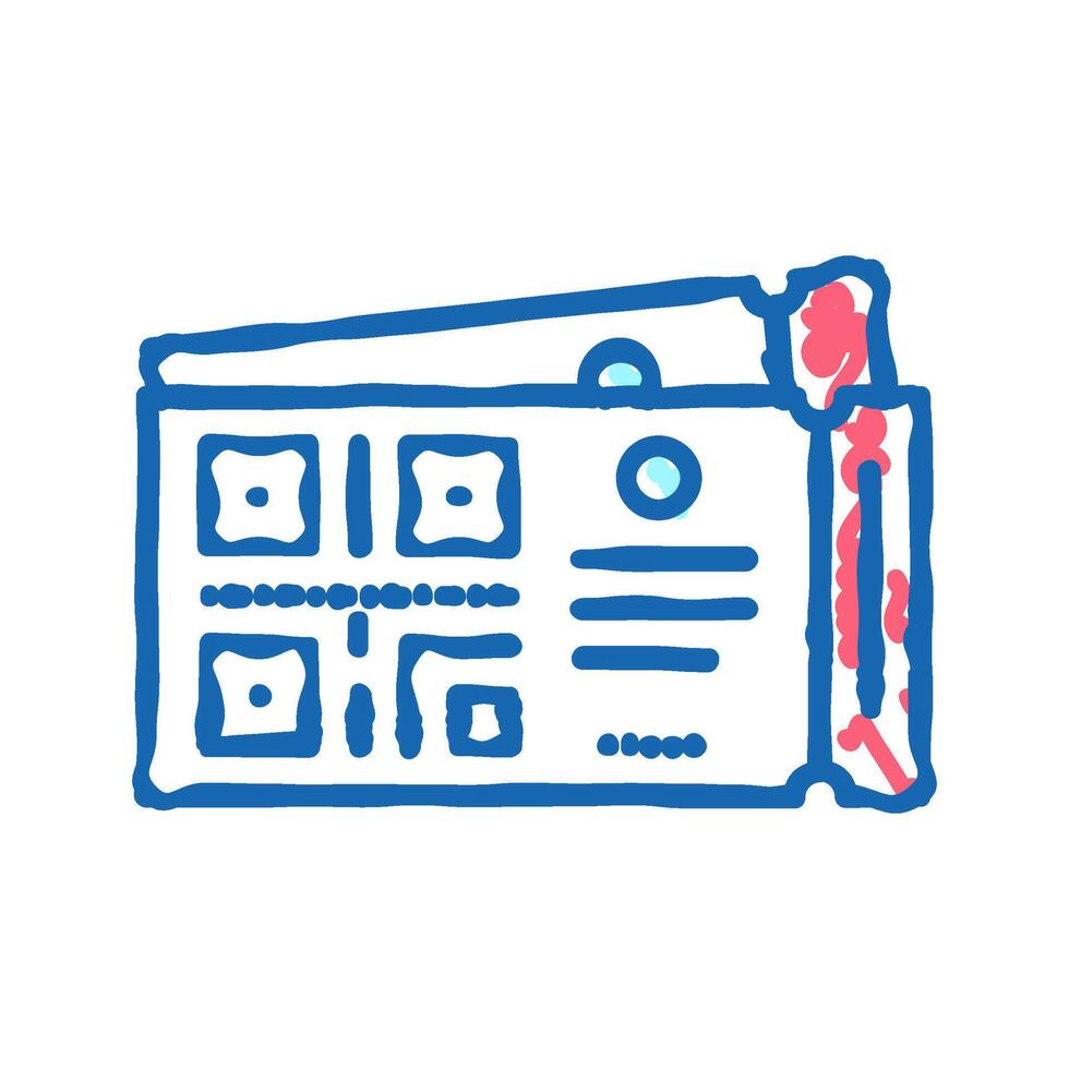 qr code on cinema ticket color icon isolated illustration vector