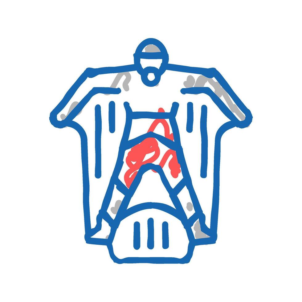 wingsuit sportsman icon doodle illustration vector