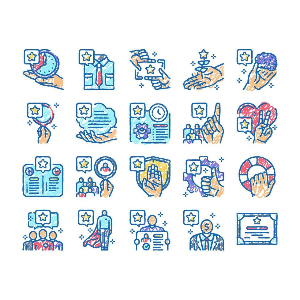 professional worker person job icons hand drawn vector