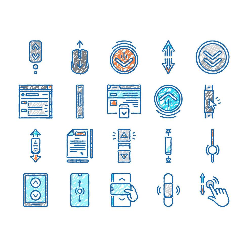 Scroll Computer Mouse Cursor Icons hand drawn vector