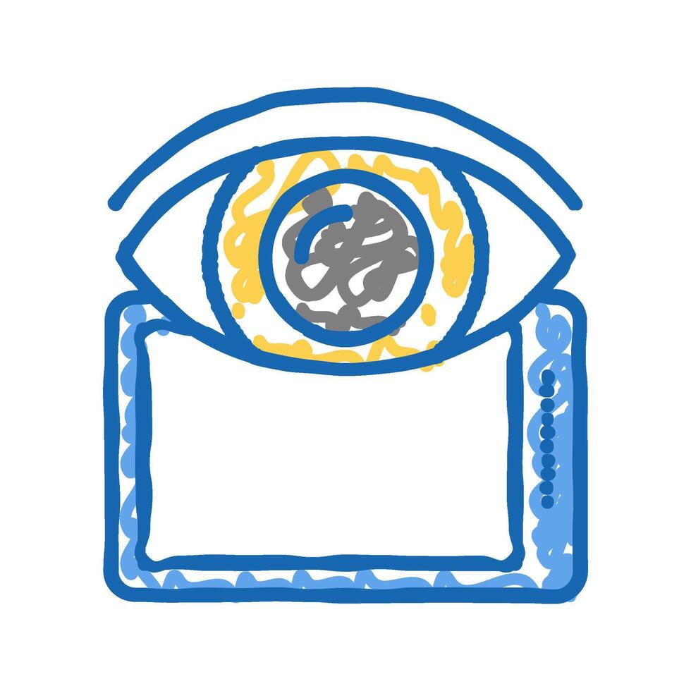 watching on tablet screen icon doodle illustration vector