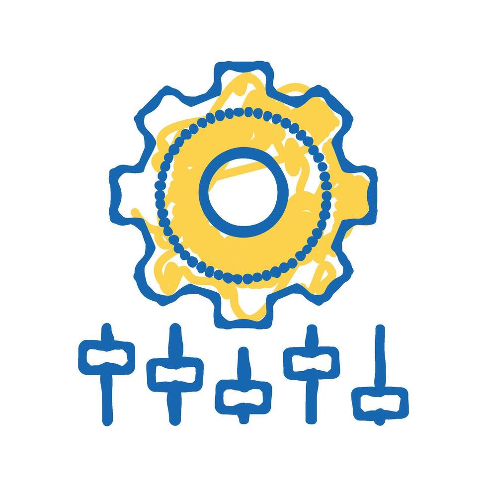 setting gear icon doodle illustration vector