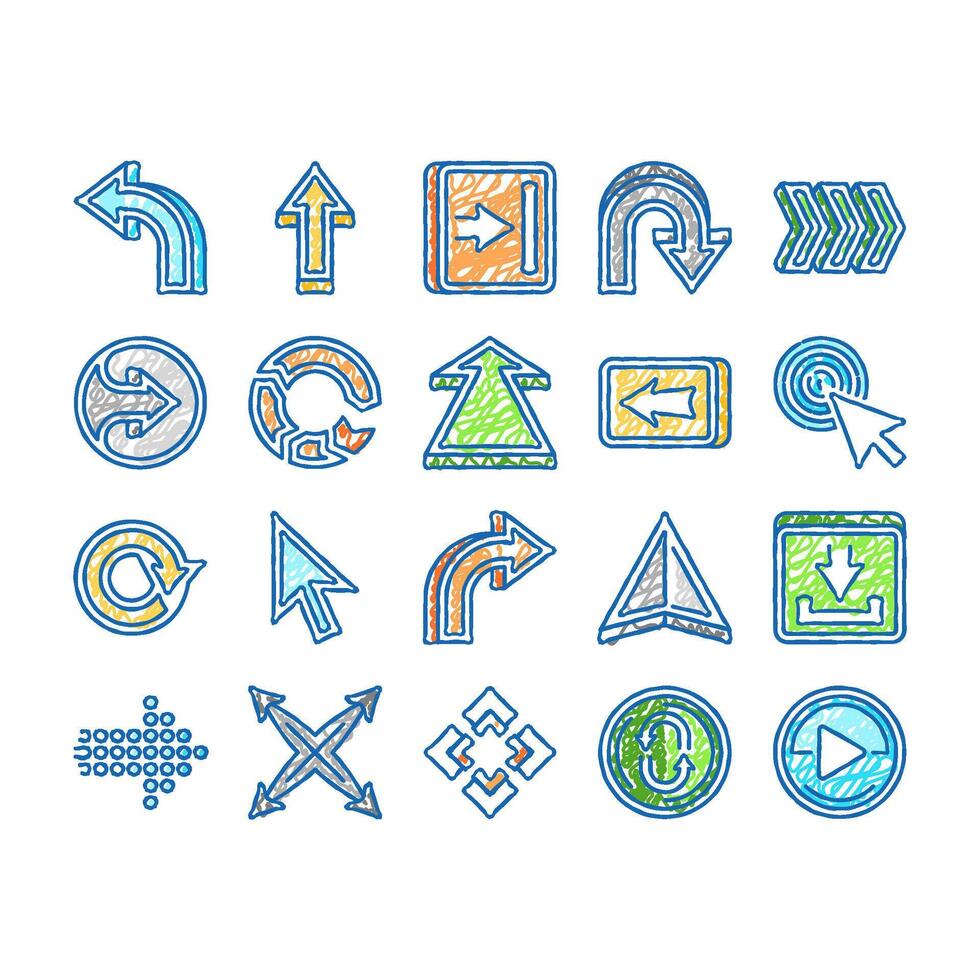 arrow right next sign up icons hand drawn vector