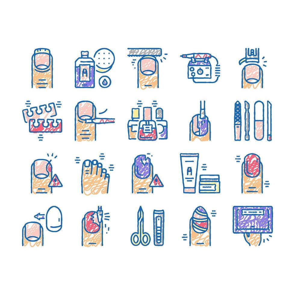 Manicure And Pedicure set Icons hand drawn vector