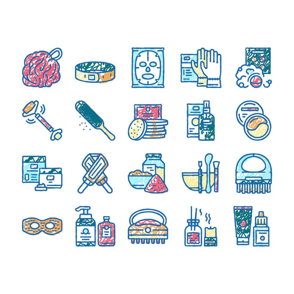 Spa Cosmetics Beauty set Icons hand drawn vector