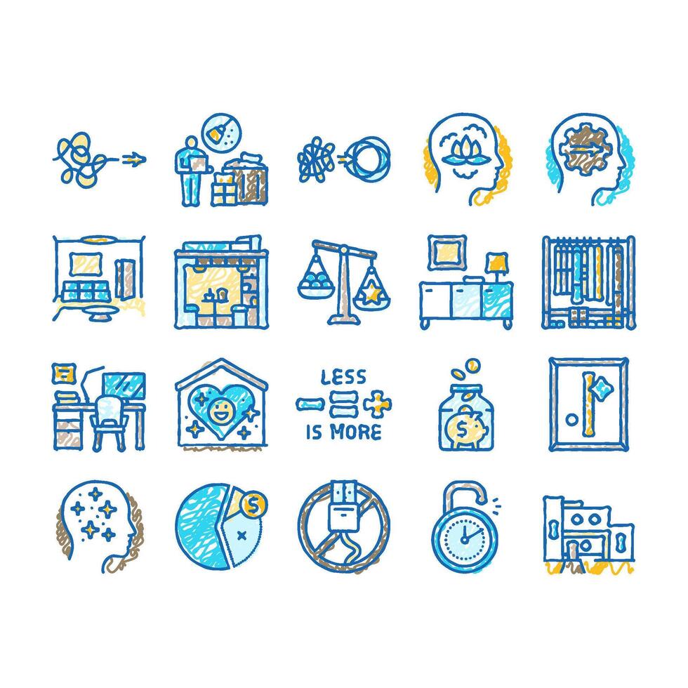 minimalist mind man person icons hand drawn vector