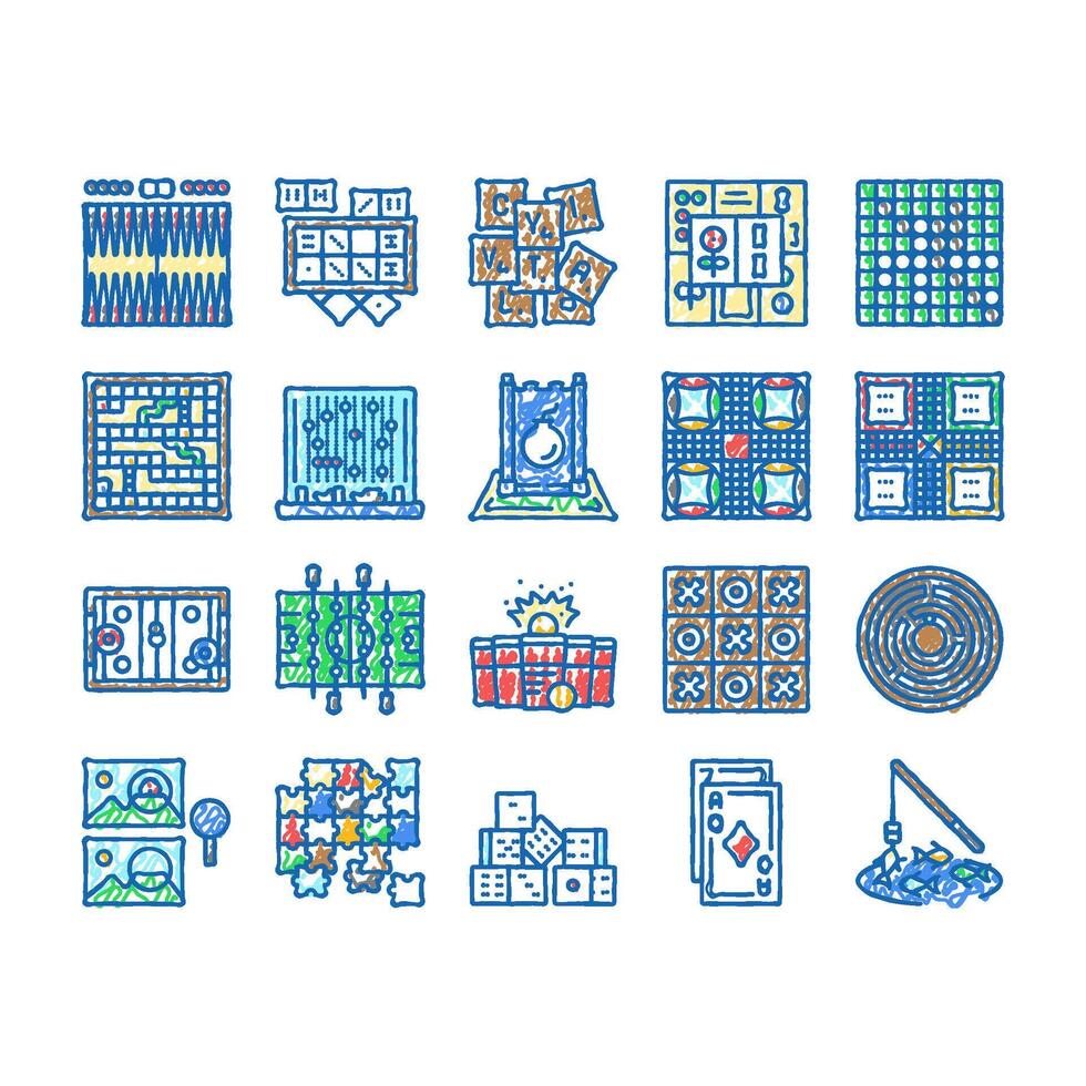 game table play board icons hand drawn vector