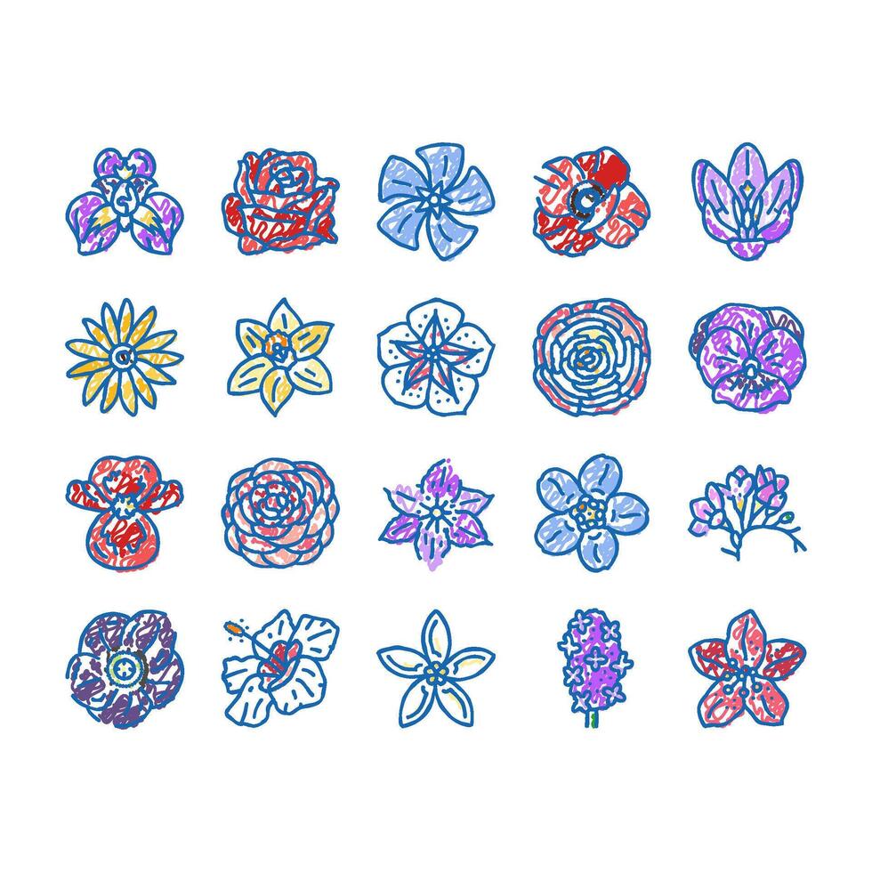 flower blossom spring icons hand drawn vector