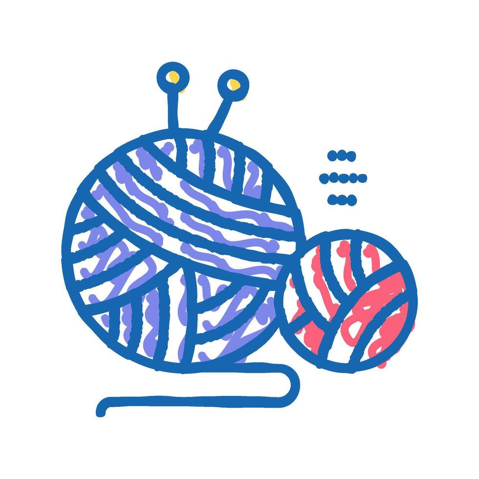 knitting tool color icon isolated illustration vector