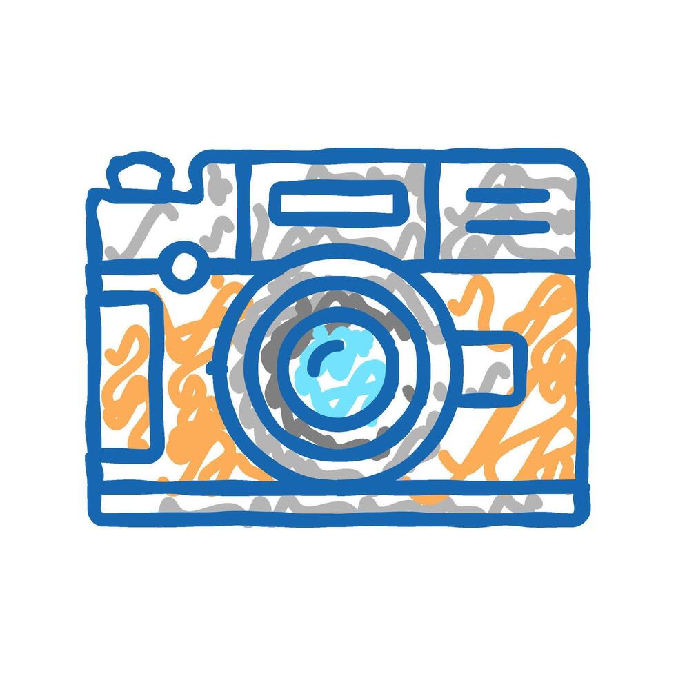 vintage photo camera icon doodle illustration vector
