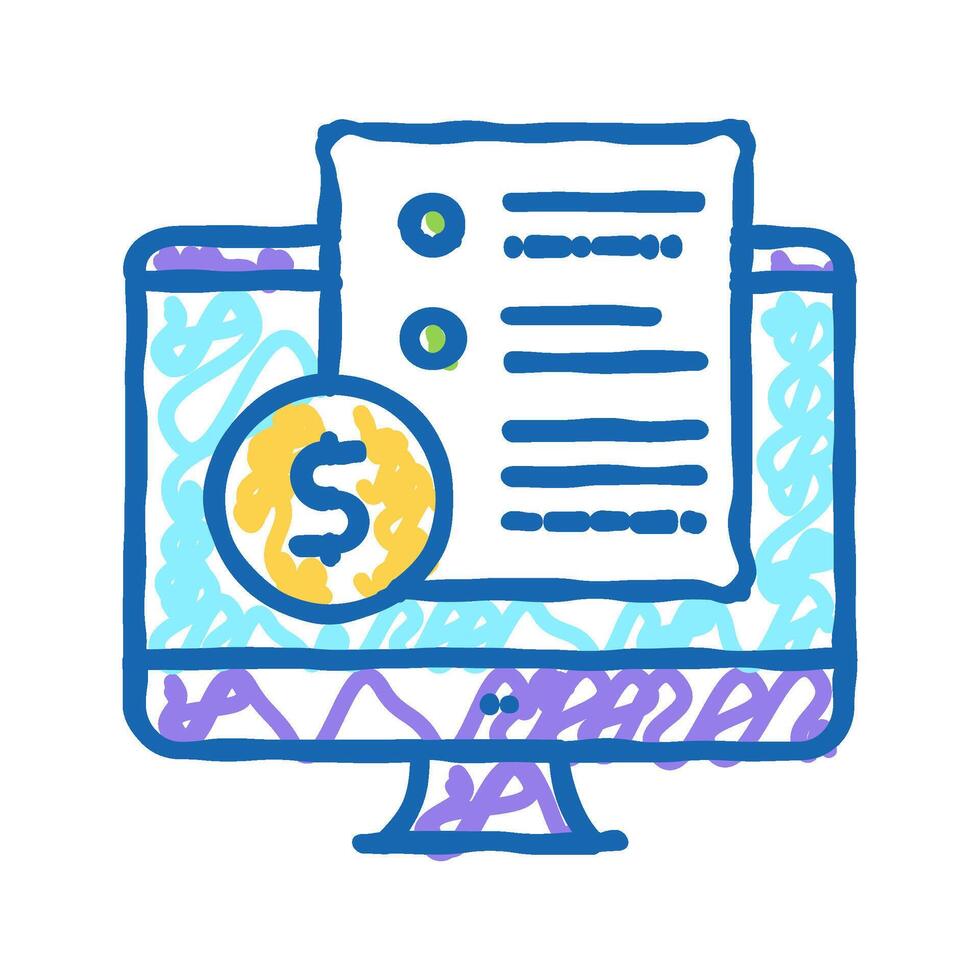 electronic agreement for buy house icon doodle illustration vector