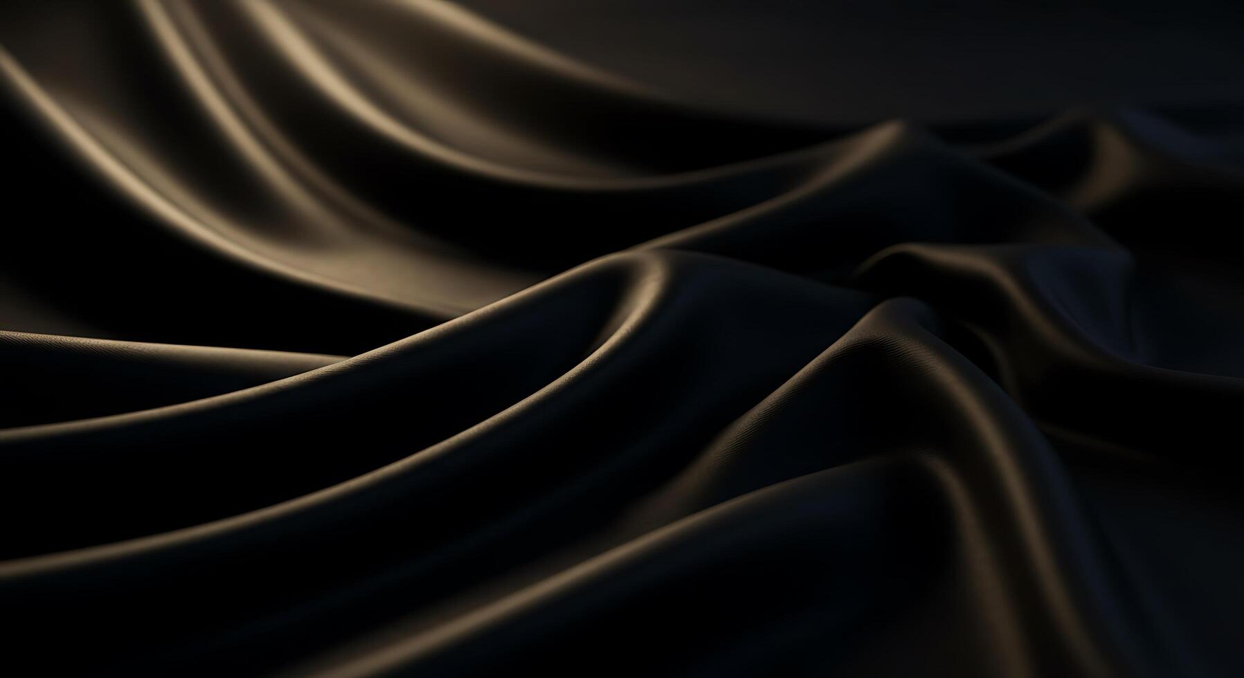 Black silk fabric with folds and folds photo