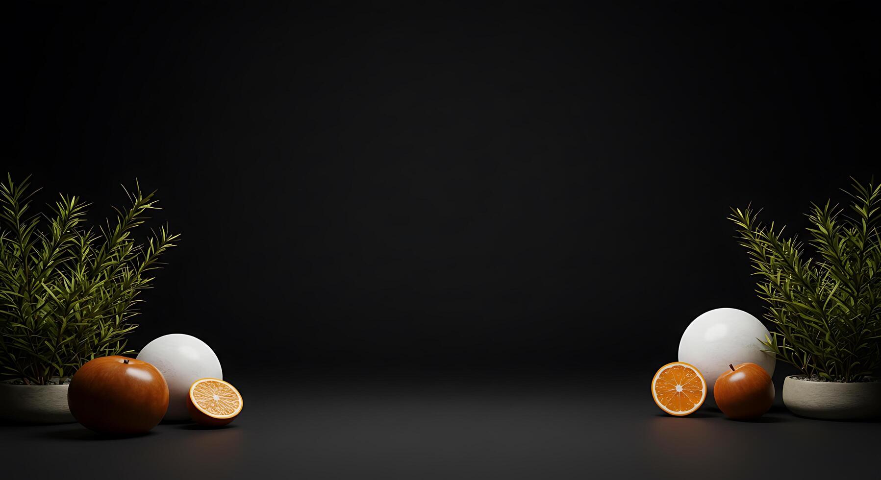 Eggs and oranges on a black background photo