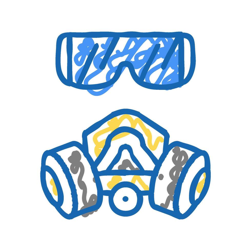 facial mask and respirator color icon isolated illustration vector