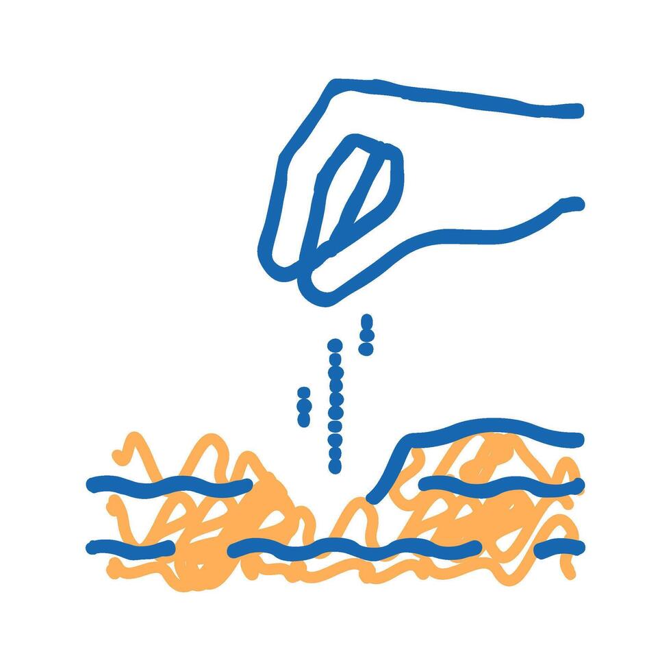 hand sowing seeds in ground icon doodle illustration vector