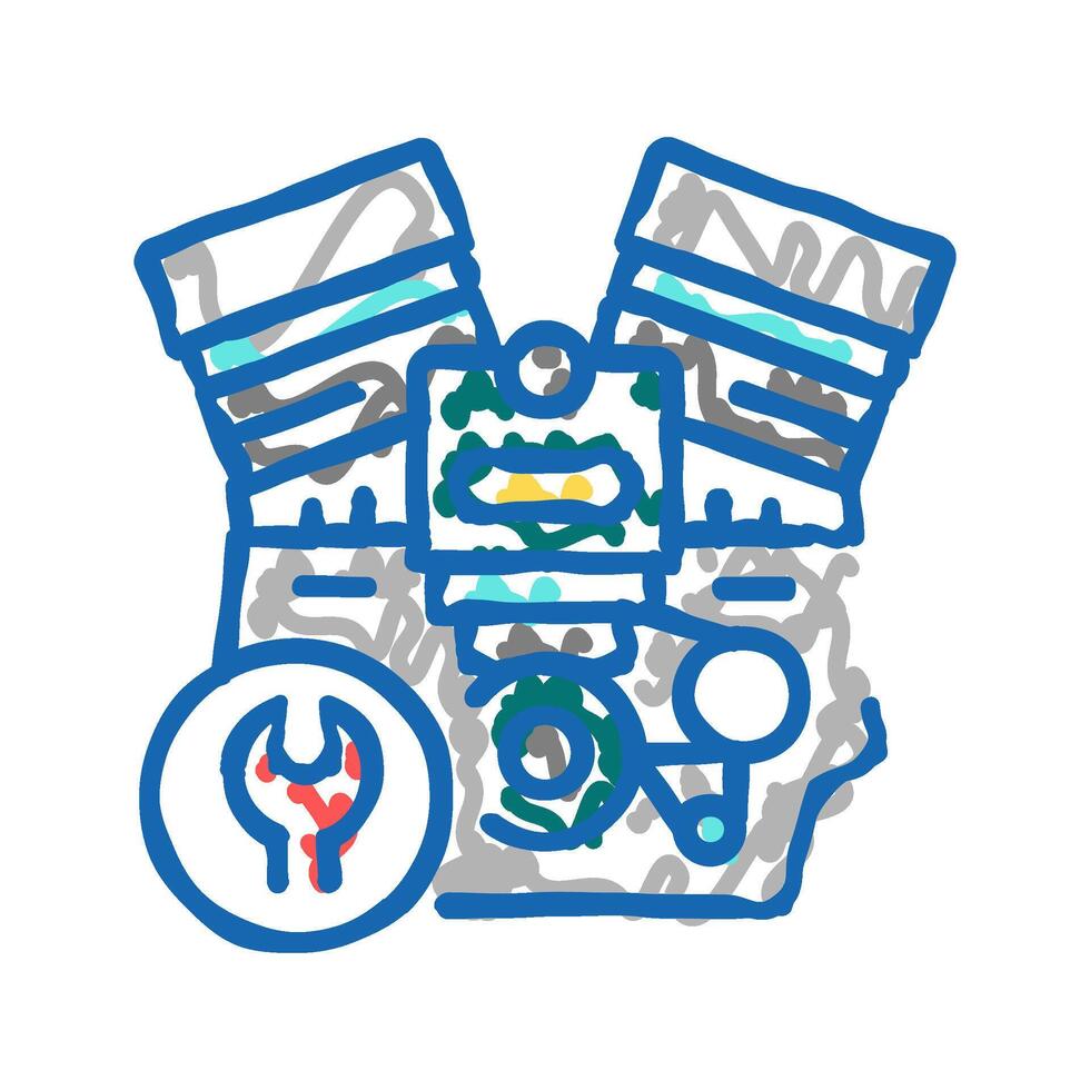 engine repair color icon isolated illustration vector