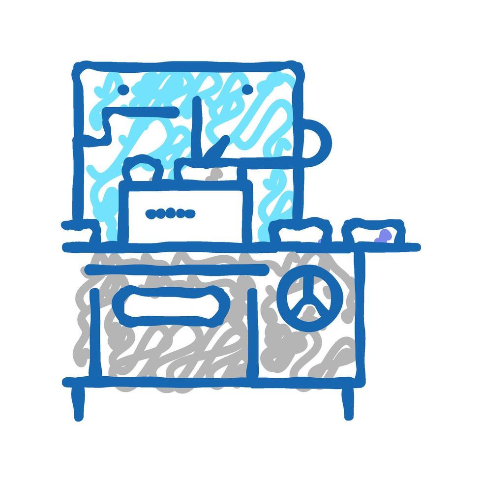 chocolate prepare automatical machine icon doodle illustration vector