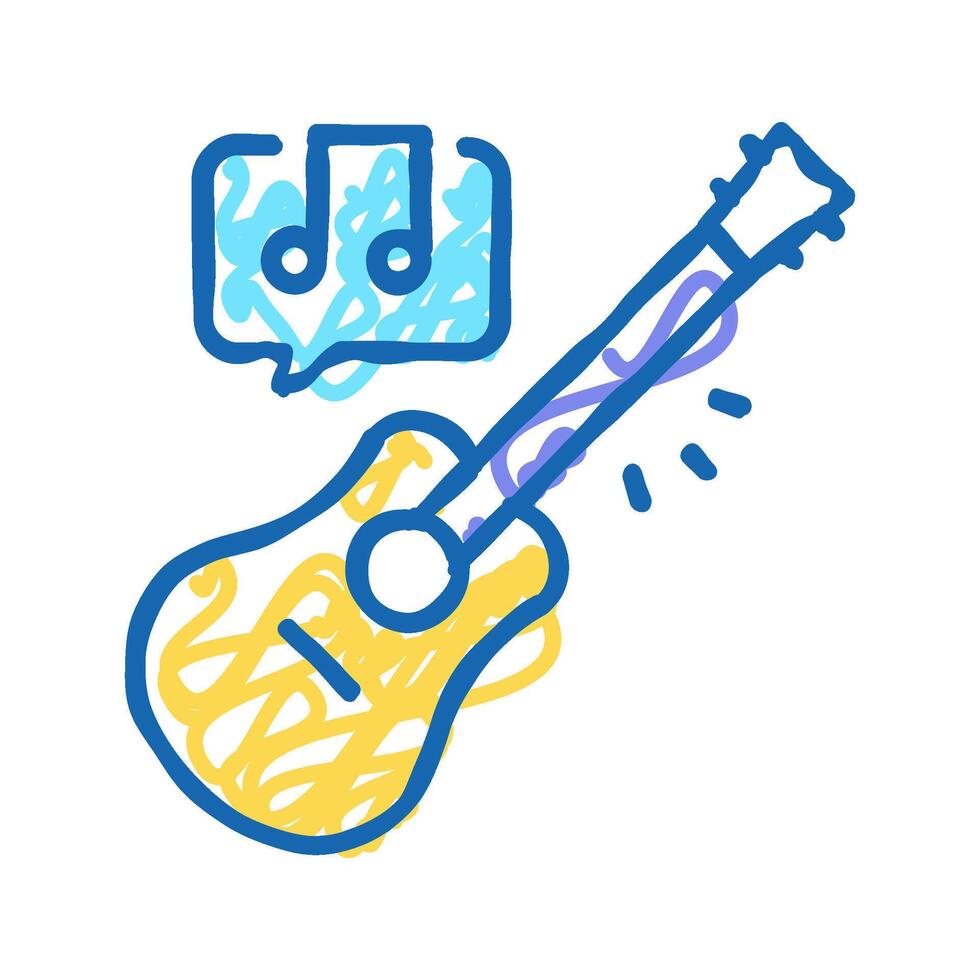 playing on guitar icon doodle illustration vector