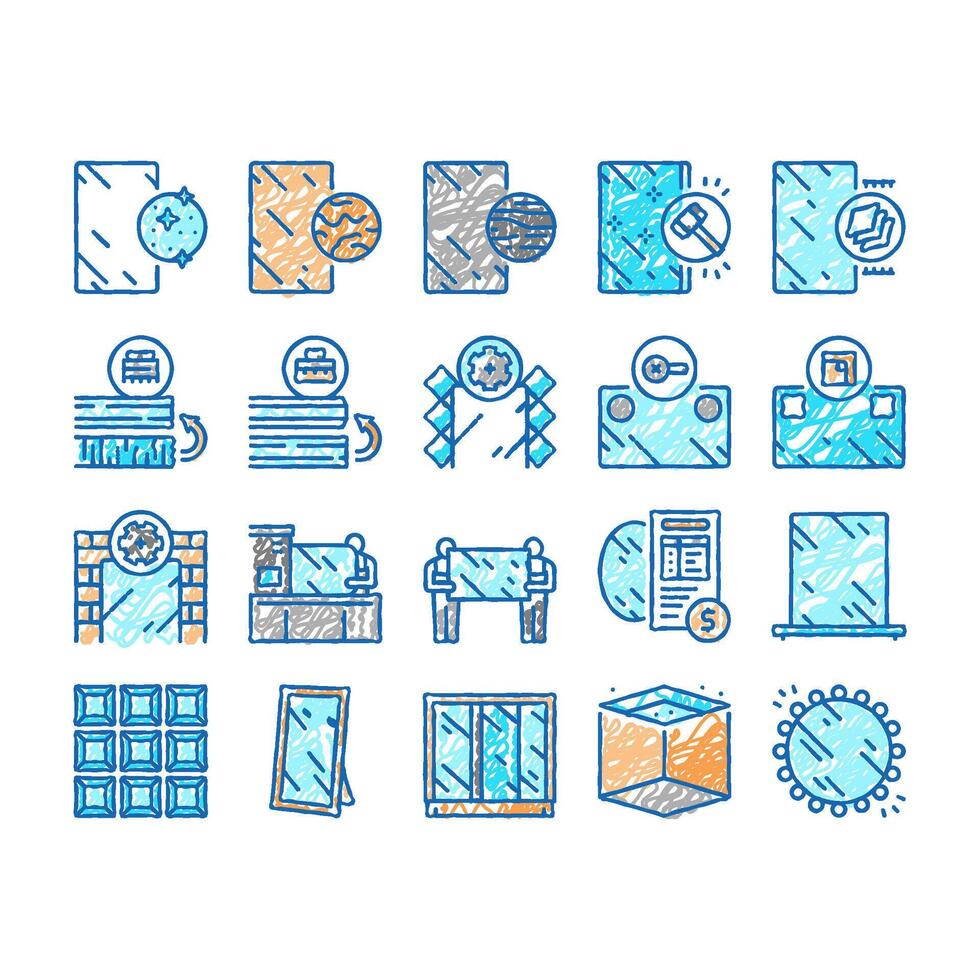 Mirror Installation set Icons hand drawn vector