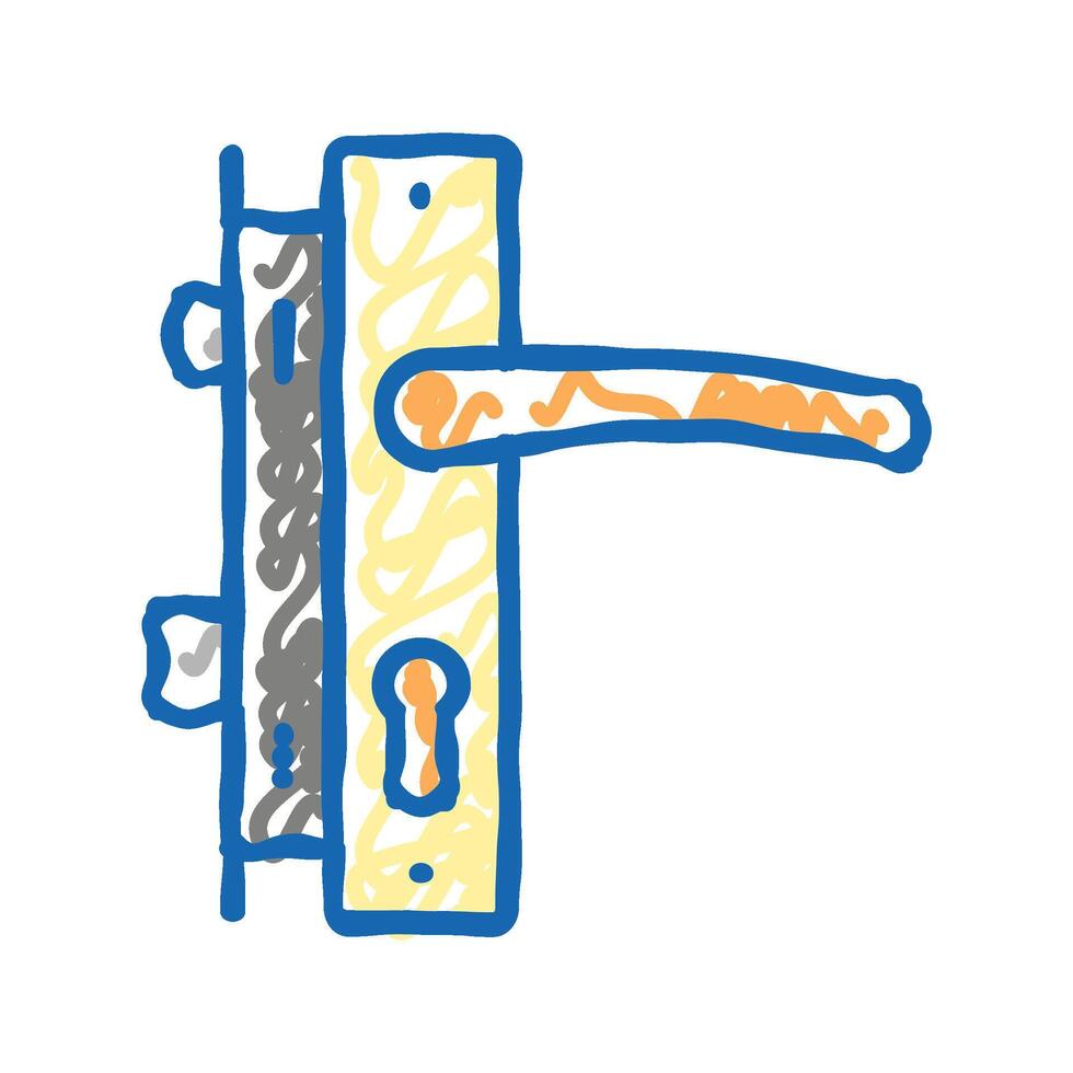 door handle and lock icon doodle illustration vector
