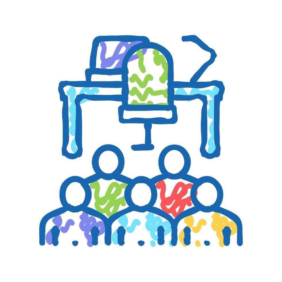 workspace colleagues icon doodle illustration vector