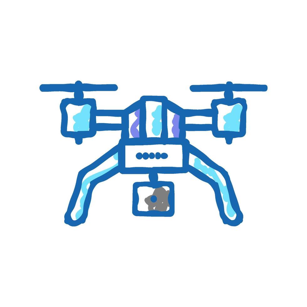 drone with photo camera icon doodle illustration vector