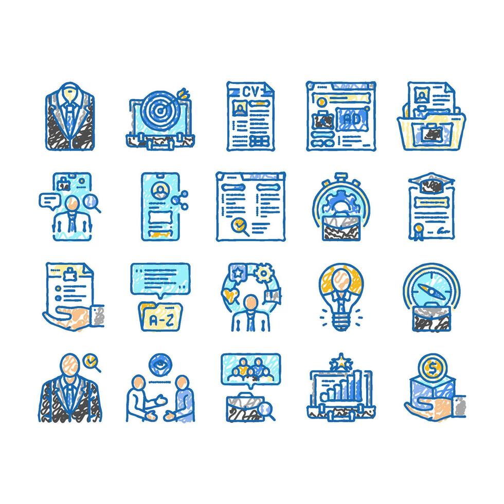 interview job business employee icons hand drawn vector