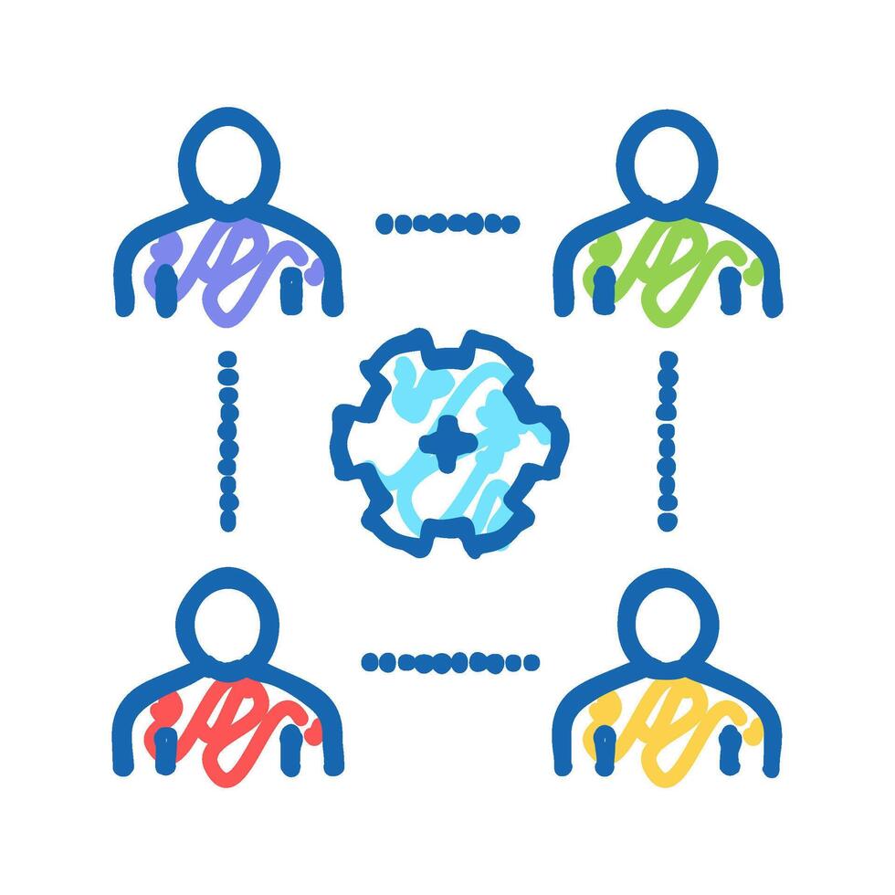 company employees working process icon doodle illustration vector