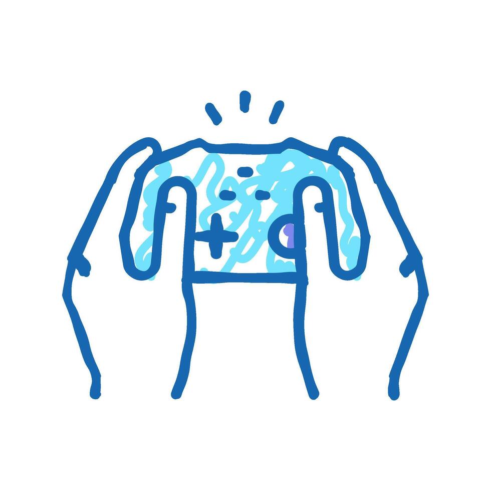 playing game joystick icon doodle illustration vector